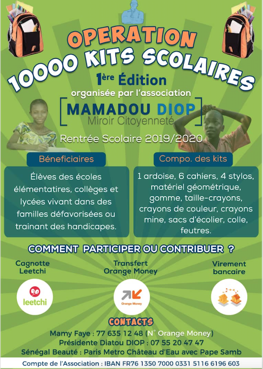 L'ASSOCIATION FEU MAMADOU DIOP TUE LORS DES PRESIDENTIELLE 2012,Lance Opération 10000 kits scolaires pour le Sénégal