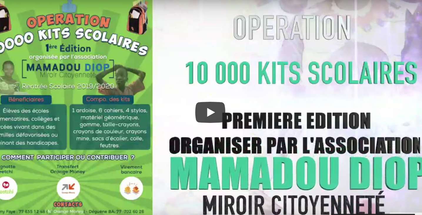 OEUVRES SOCIALES: L'association feu Mamadou Diop, Miroir Citoyenneté distribue 10 000 Kits Scolaires.