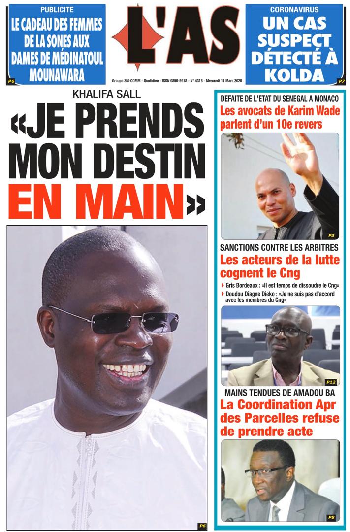 REVUE DE PRESSE: LA UNE DES QUOTIDIENS DU MERCREDI 11 MARS 2020