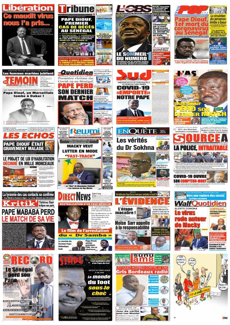 REVUE DE PRESSE: LA UNE DES QUOTIDIENS DU MERCREDI 1ER AVRIL 2020