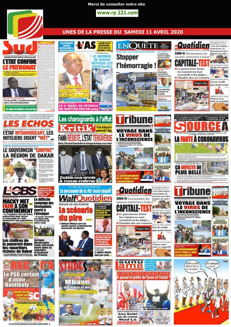 REVUE DE PRESSE: Macky met faim à son confinement, l'inconscience des sénégalais sur le C0vid... à la une des quotidiens