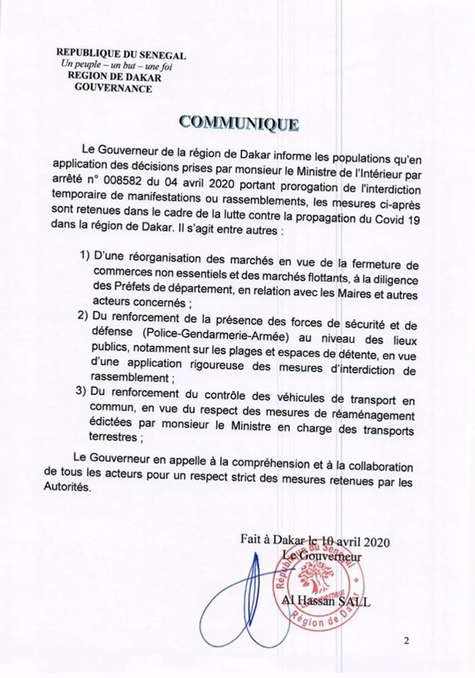 Coronavirus : Les mesures de restrictions renforcées à Dakar