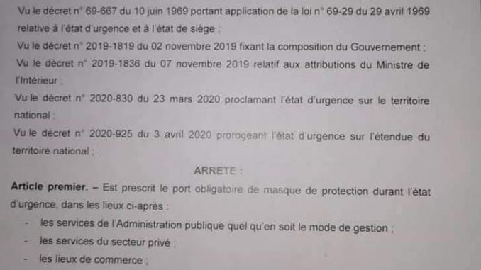 Urgent- COVID-19/ Le port du masque obligatoire : Voici le document à absolument lire!