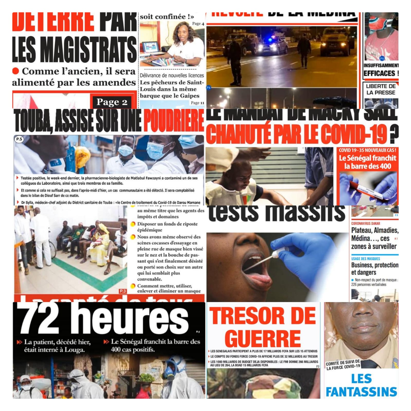 REVUE DE PRESSE: Le Sénégal enregistre son 6 eme m0rts, les cas communautaires s'agrandissent, à la une des quotidiens du jour