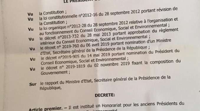 Le décret accordant des privilèges aux anciens présidents du CESE est-il réellement un faux: Eclairages