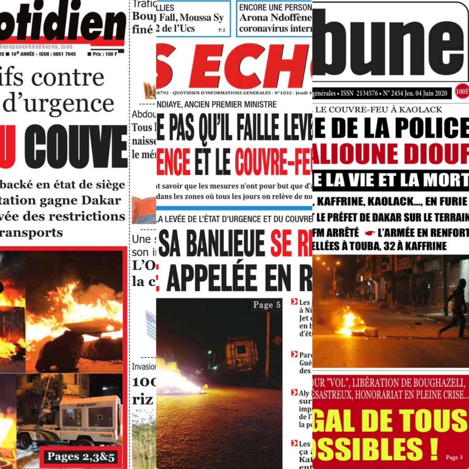 REVUE DE PRESSE: Manifestations dans le Sénégal pour levé le couvre feu
