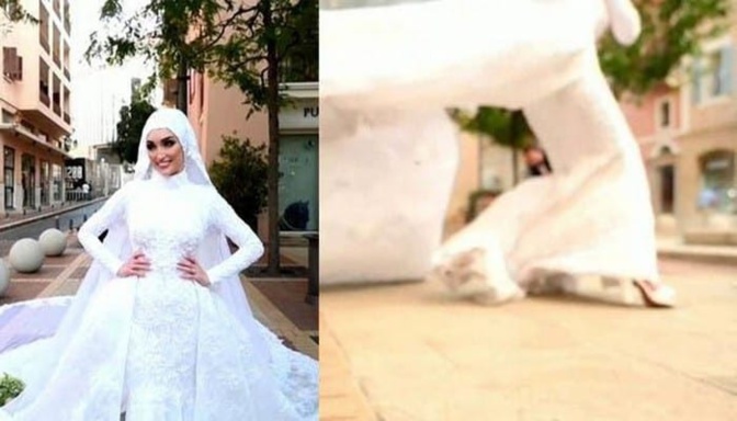 Liban: une mariée surprise par l’explosion en pleine séance photo-vidéo
