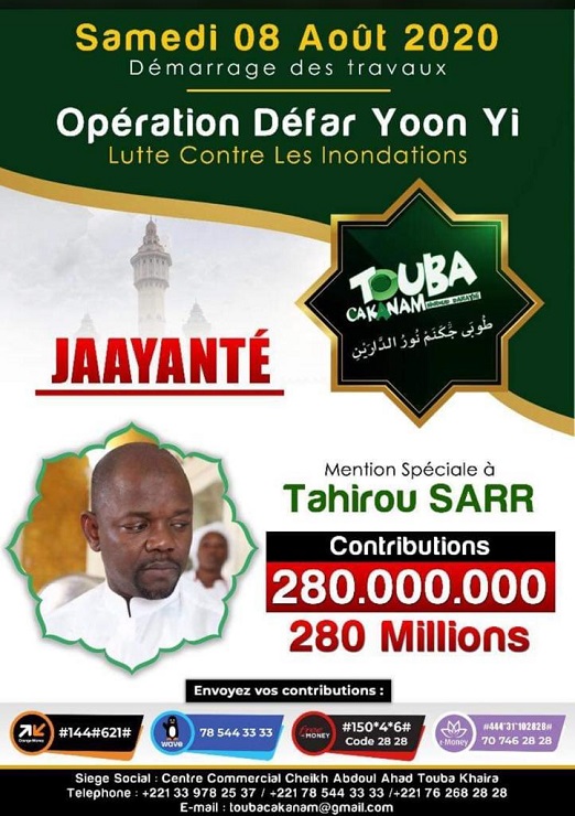Lutte contre les inondations à Touba : l’association Touba Ca Kanam entame ce samedi l’opération Défar Yoon yi