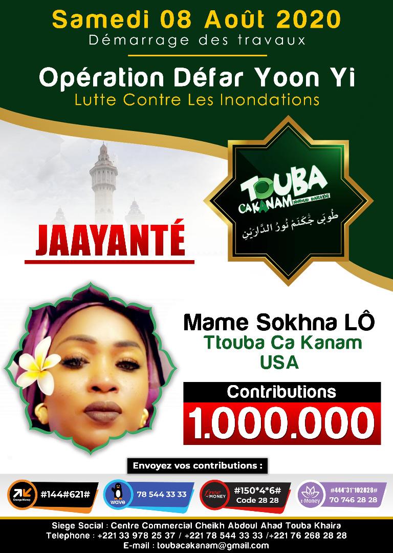 Mame Sokhna lo la senegalaise d Atlanta contribue 1million pour l opération defar yon yi de Touba ça kanam