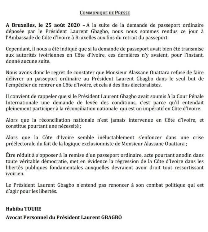 Côte d'Ivoire - "Ouattara refuse de faire délivrer un passeport ordinaire à Gbagbo" (avocat)