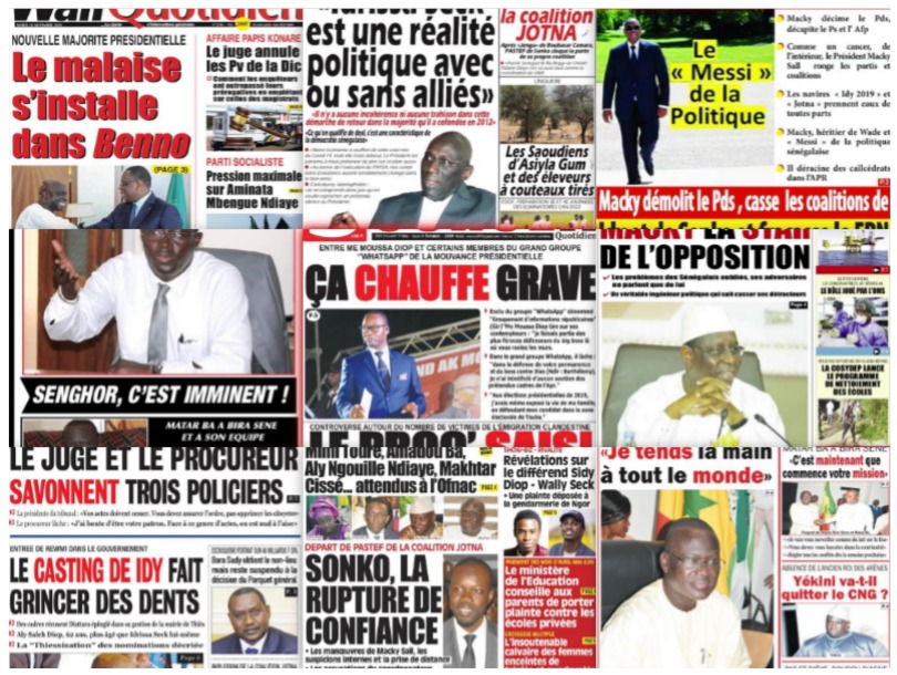 REVUE DES TITRES PAR NABOU NGOM A LA UNE DES QUOTIDIENS DU 10 NOVEMBRE 2020