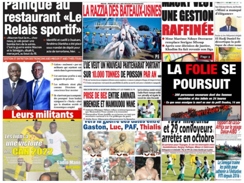 REVUE DES TITRES PAR NABOU NGOM A LA UNE DES QUOTIDIENS DU 12 NOVEMBRE 2020