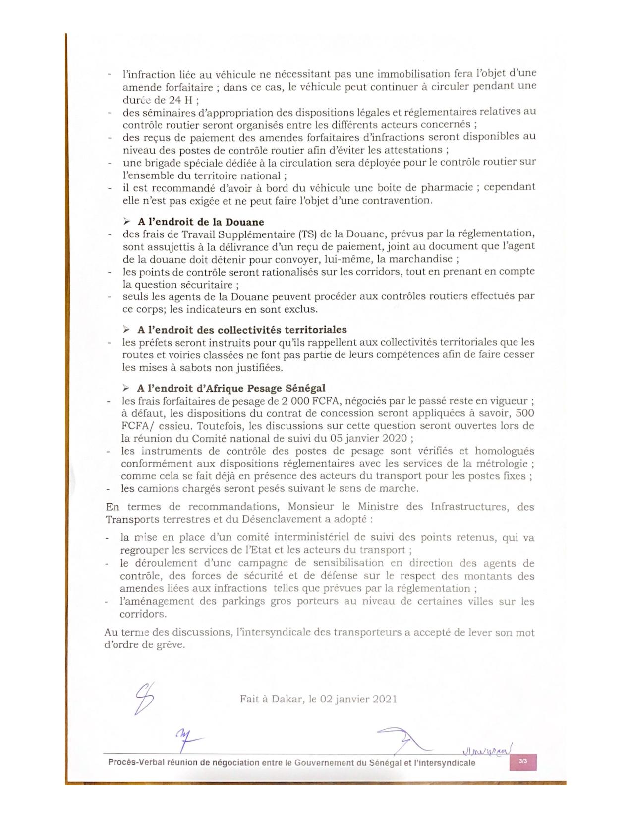 Fin de Grève des camionneurs/Corruption, tracasseries ( Documents )