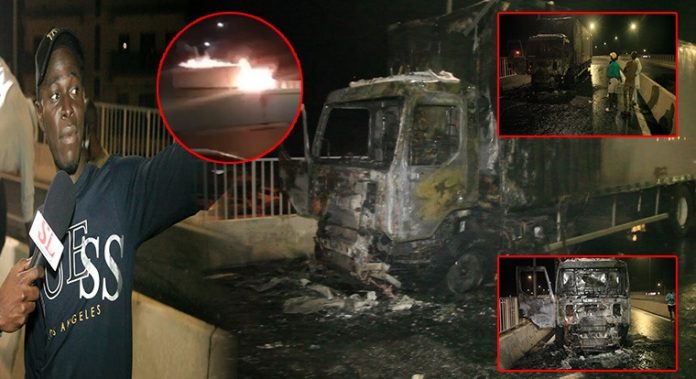 Autopont Yoff: Explosion d’un camion en plein couvre-feu: Le chauffeur,très paniqué revient sur les faits