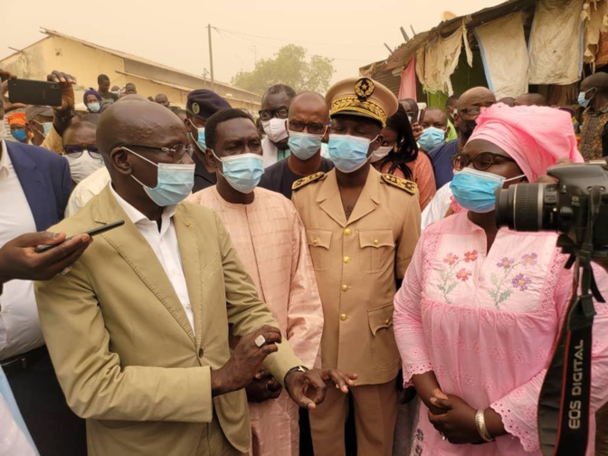 Visite du ministre du Commerce, Aminata Assome Diatta au chantier du marché central de Diourbel