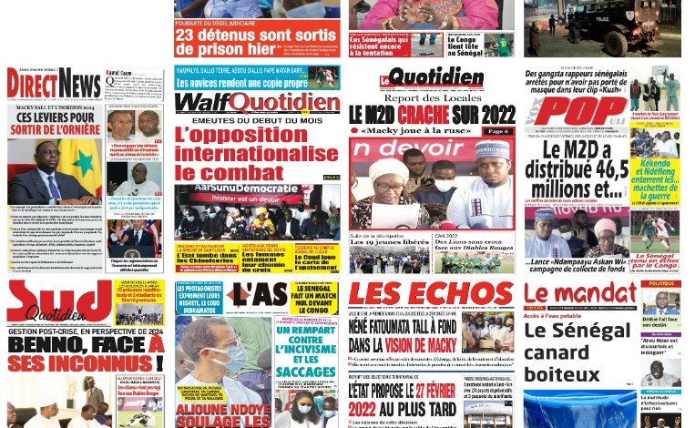 Actu Kiosque : Les Unes des journaux : Élections locales : l’état propose 2022, le M2D dit niet, les “Lions” accrochés par le Congo…au menu