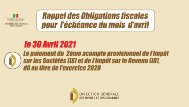 Sénégal : Rappel échéance des Obligations fiscales du mois d'avril