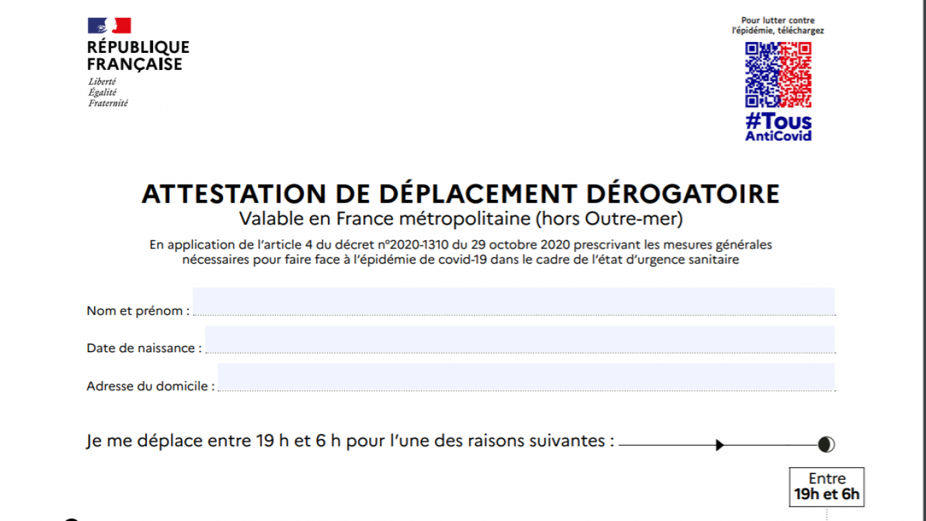 Voici la nouvelle attestation de déplacement qui entre en vigueur à partir du 3 mai