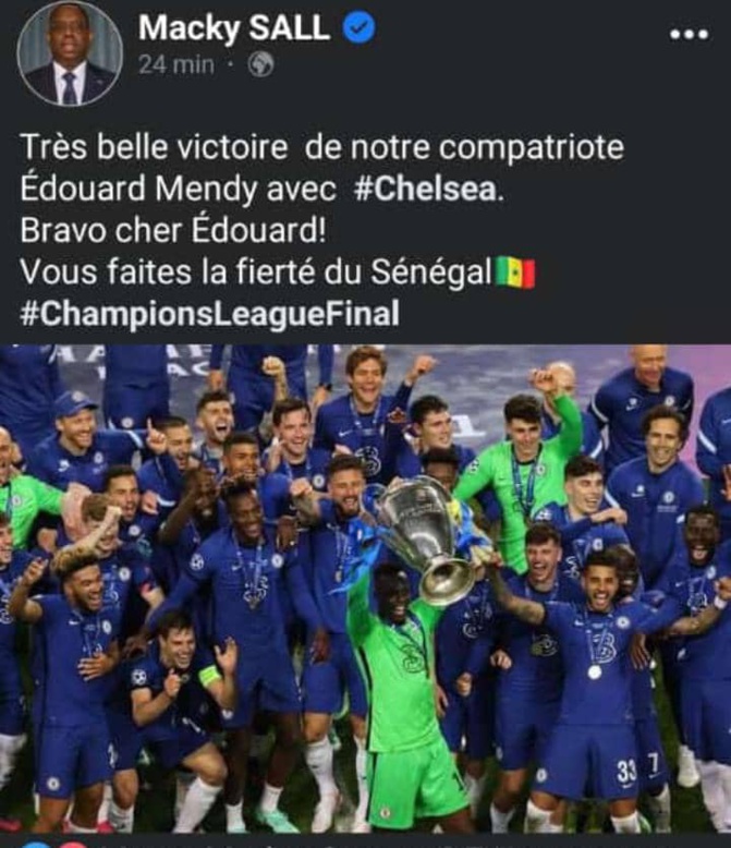 Vainqueur de la LDC: Edouard Mendy félicité par le président MackySall