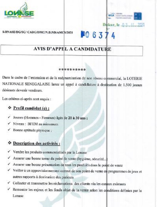 Lonase: Lancement d’un appel à candidatures destiné 1 500 jeunes