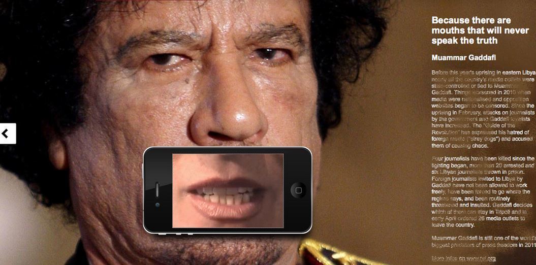 Mort des journalistes au Mali: Les reporters sans frontière utilisent l'image de Khadafi pour mettre en garde les journalistes contre Al-Qaïda