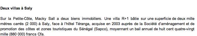 Pour confirmer leur long compagnonnage , Macky Sall et Souleymane Ndéne Ndiaye possèdent une villa dans la même résidence