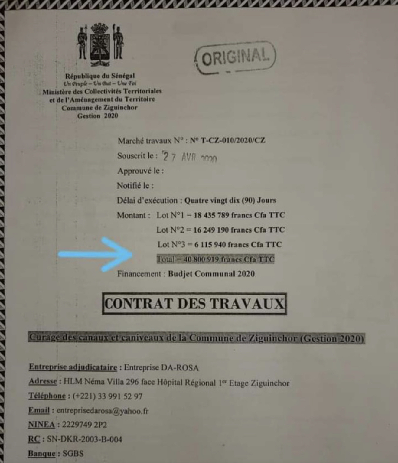 Marché de curage à Ziguinchor: ce qui montre que Sonko avançait des chiffres fictifs (document)