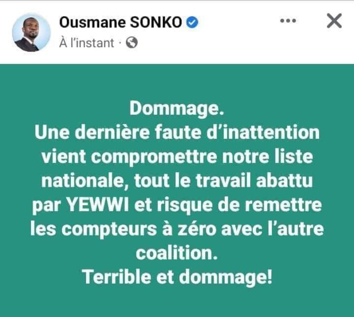 Le 08 juin 2022 marquera la fin du monstre Ousmane Sonko (Abdoulaye Mamadou Guissé)
