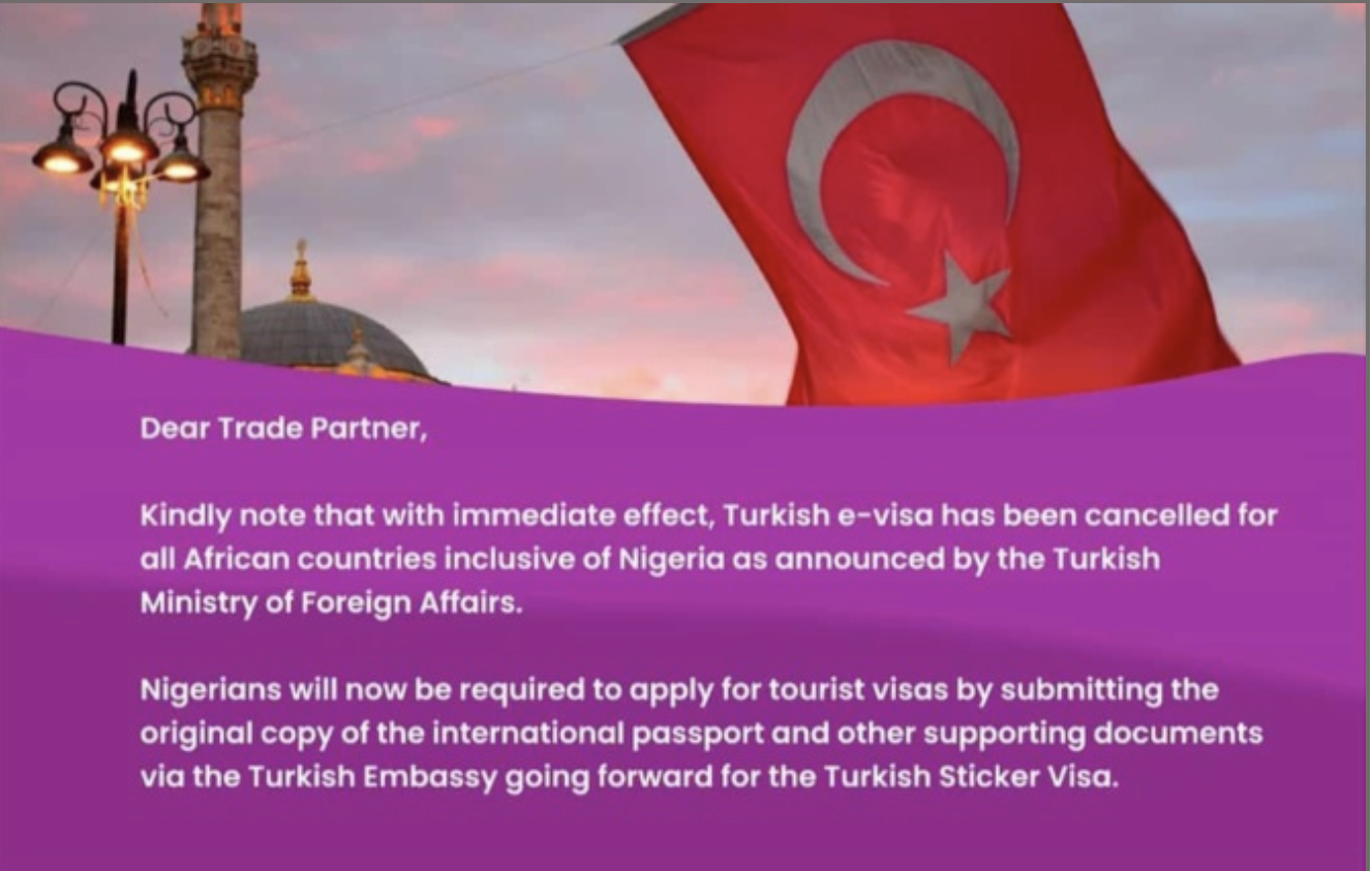 La Turquie vient de supprimer le e-visa pour tous les ressortissants Africains sauf...