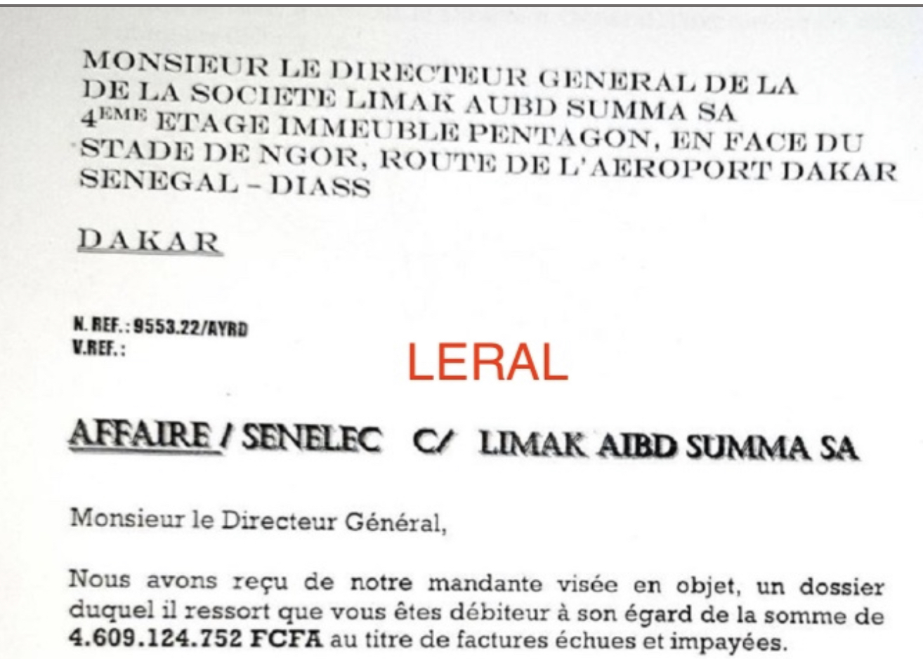 Dette de près de 5 milliards FCFA : C’est la Société Limak Summa sise à l’AIDB qui avait reçu une injonction