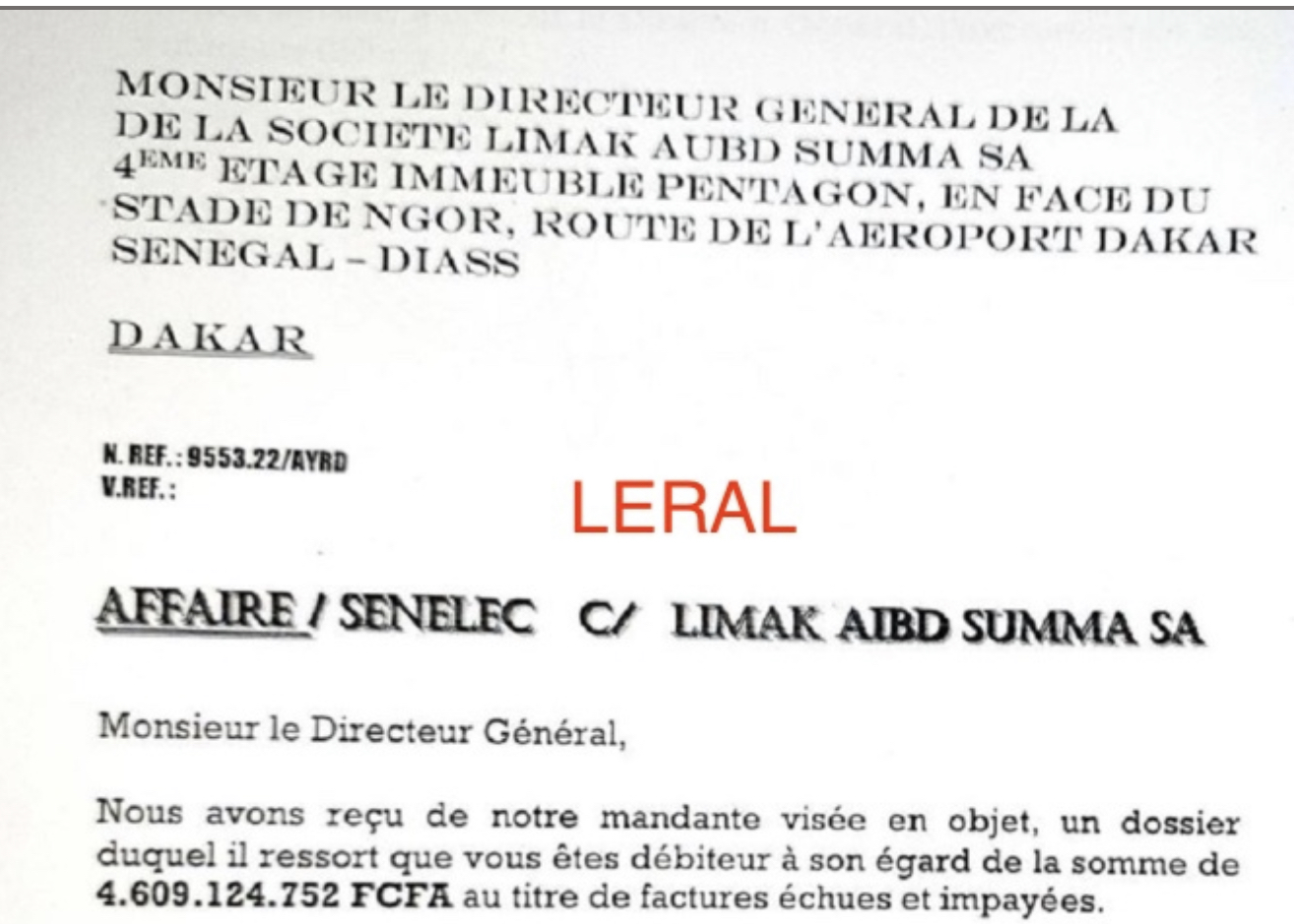 Dette de près de 5 milliards FCFA : C’est la Société Limak Summa sise à l’AIDB qui avait reçu une injonction
