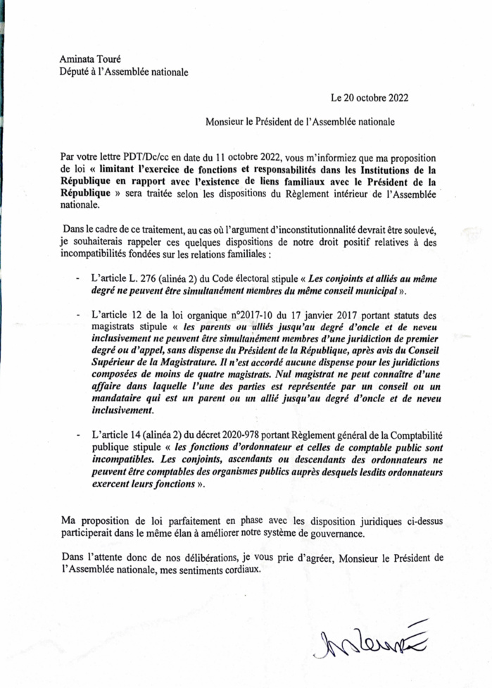 Assemblée nationale : La proposition de loi de la députée Aminata Touré sera traitée…