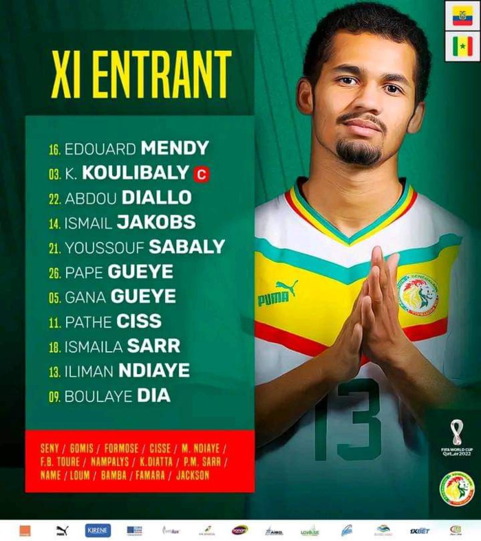 CM2022: Equateur vs Sénégal: Iliman Ndiaye et Pathé Ciss titulaires