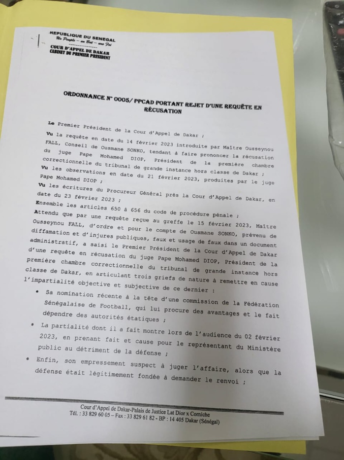 Récusation du juge par Sonko: La Cour d’appel s’oppose catégoriquement à la requête de la défense du leader de Pastef