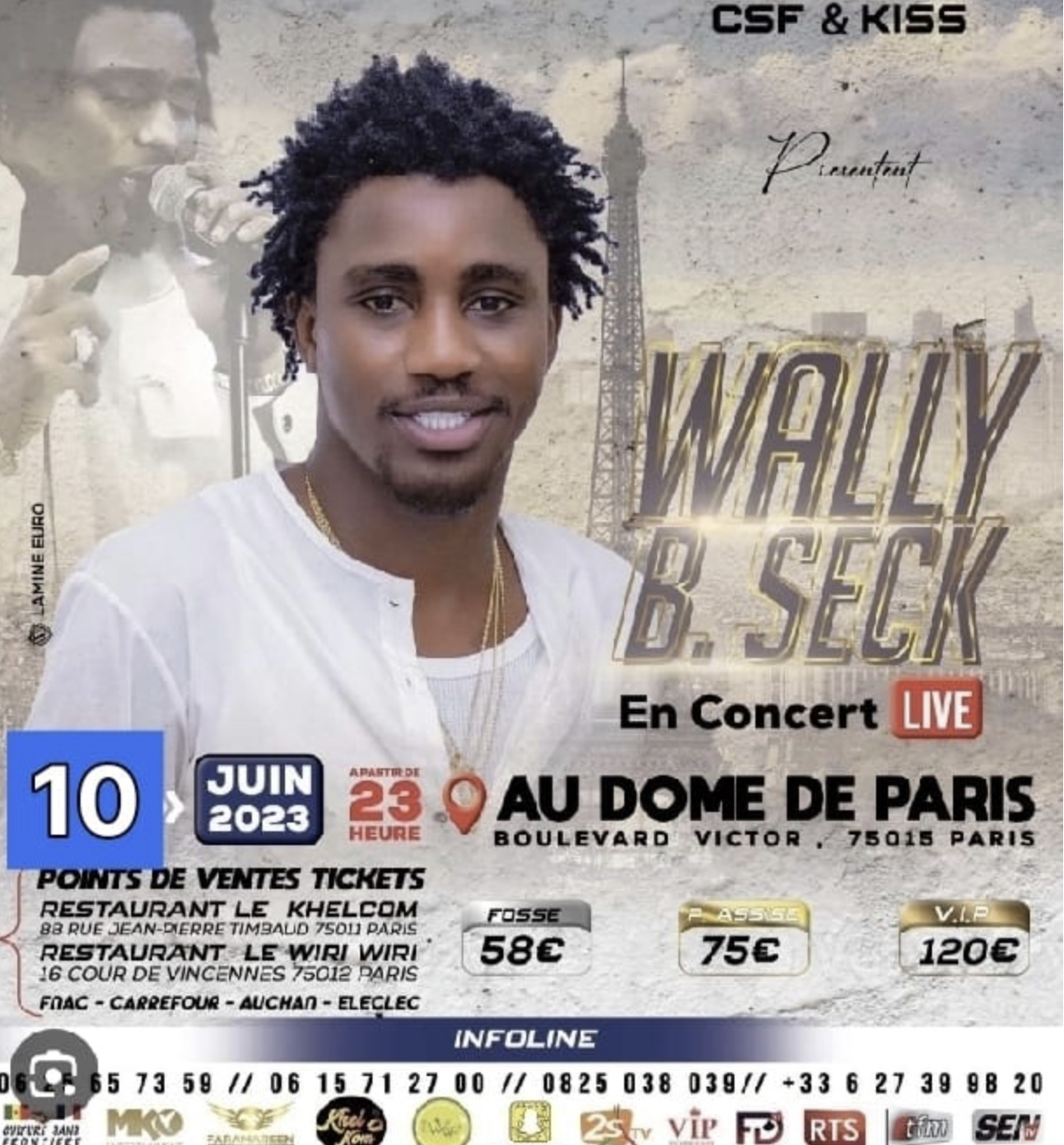 URGENT: Le concert du 03 juin de Waly Seck est reporté au samedi 10 juin au Dôme de Paris