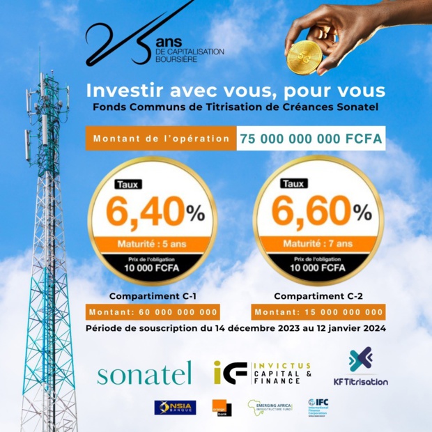 Invictus capital & finance et KF Titrisation accompagnent le Groupe Sonatel pour lever 75 milliards FCFA via la titrisation de ses créances sur le marché financier régional