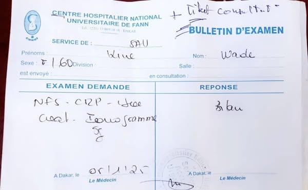 𝐍é𝐠𝐥𝐢𝐠𝐞𝐧𝐜𝐞 𝐦é𝐝𝐢𝐜𝐚𝐥𝐞: Un jeune Sénégalais établit en France menace de porter plainte contre le médecin Sène de l'hôpital Fann