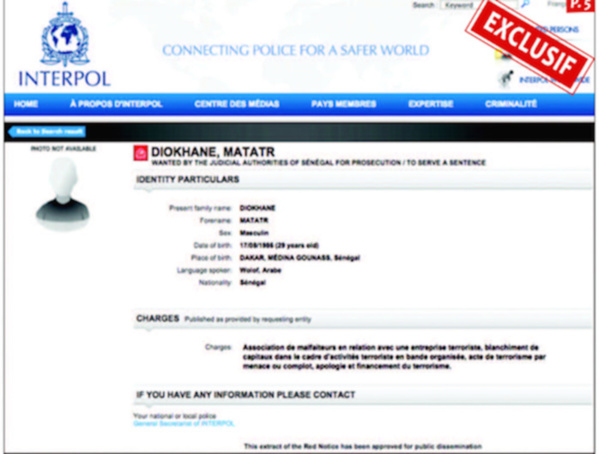 Terrorisme : Interpol émet une notice rouge contre Makhtar Diokhané
