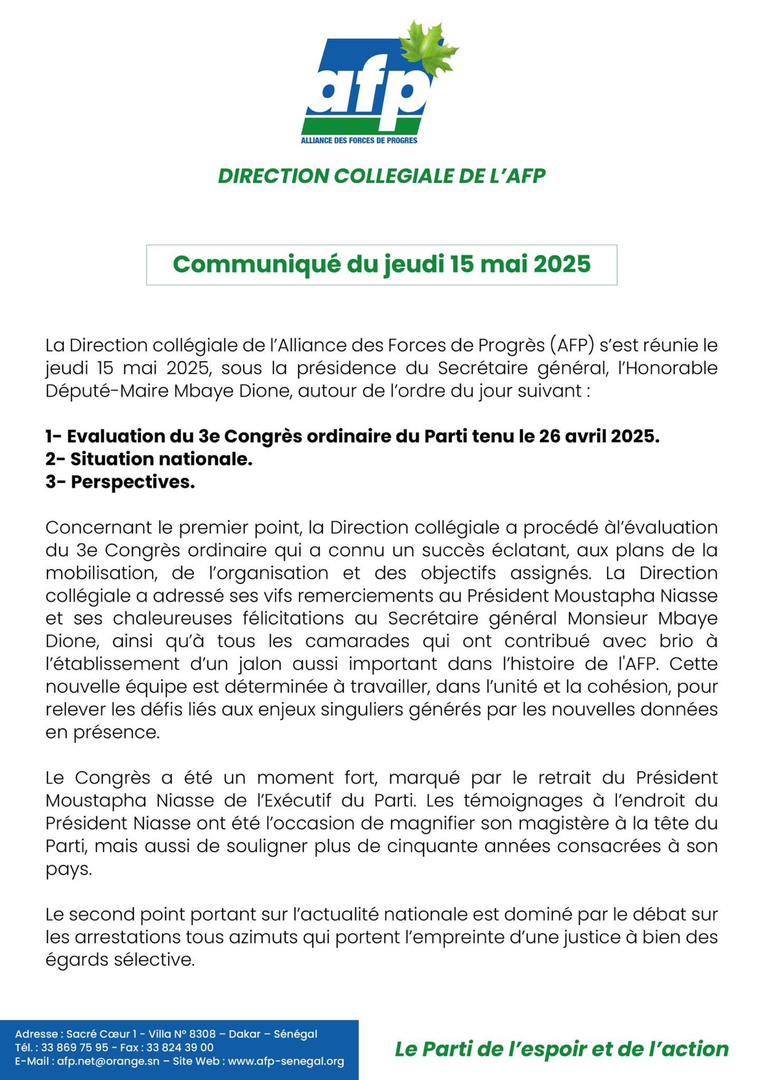 L’AFP a décidé de participer au dialogue du 28 mai 2025