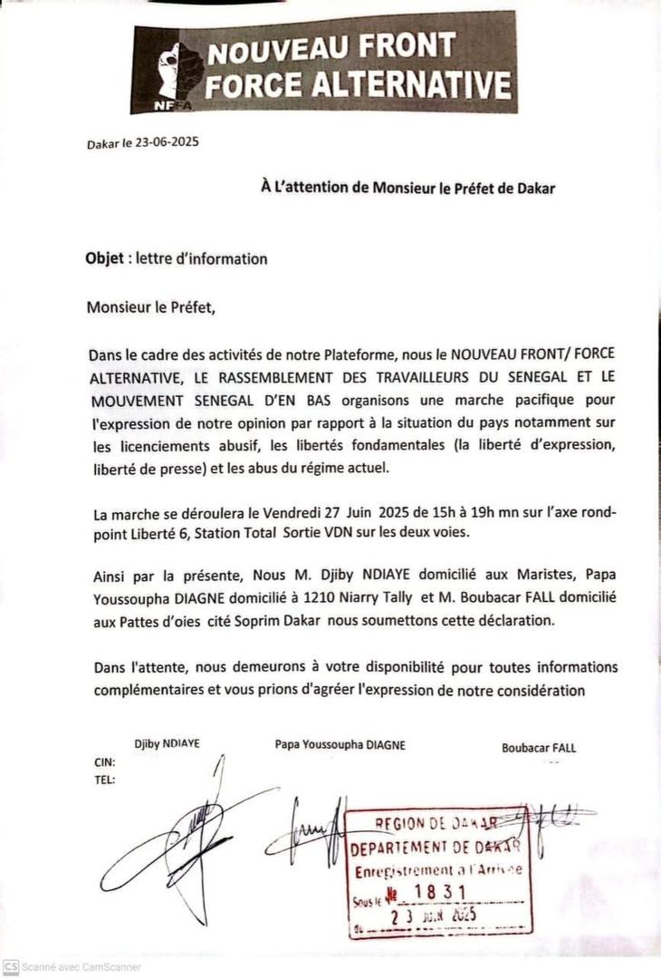 Communiqué de presse Le Nouveau Front Force Alternative (NFFA