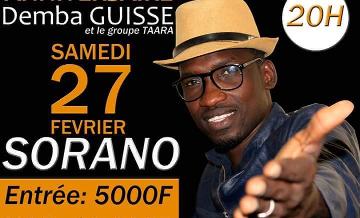 Anniversaire D’emba Guisse et le groupe Taara le samedi 27 février au Sorano !!!