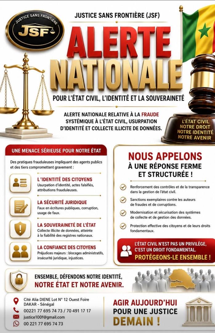Alerte nationale de Justice Sans Frontiére