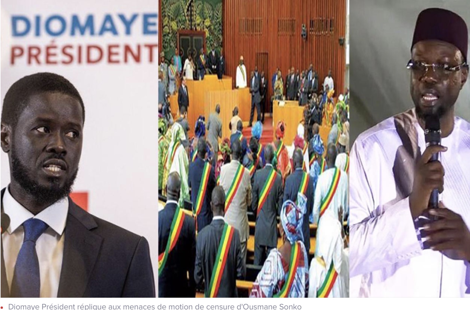 Diomaye Président réplique aux menaces de motion de censure d'Ousmane Sonko