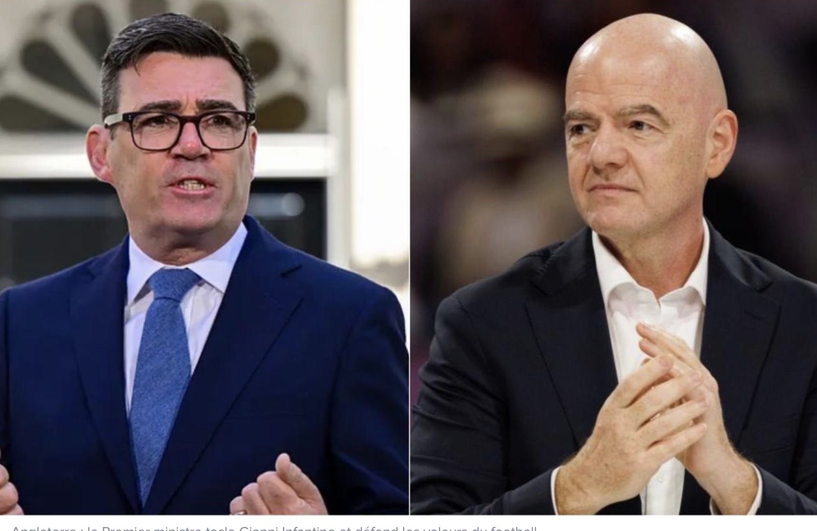 Angleterre : le Premier ministre tacle Gianni Infantino et défend les valeurs du football