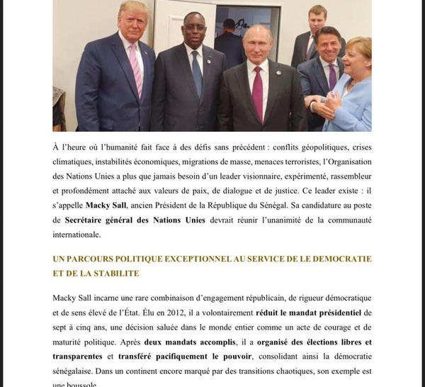 POURQUOI LE MONDE ENTIER DOIT ELIRE MACKY SALL AU POSTE DE SECRETAIRE GENERAL DES NATIONS UNIES