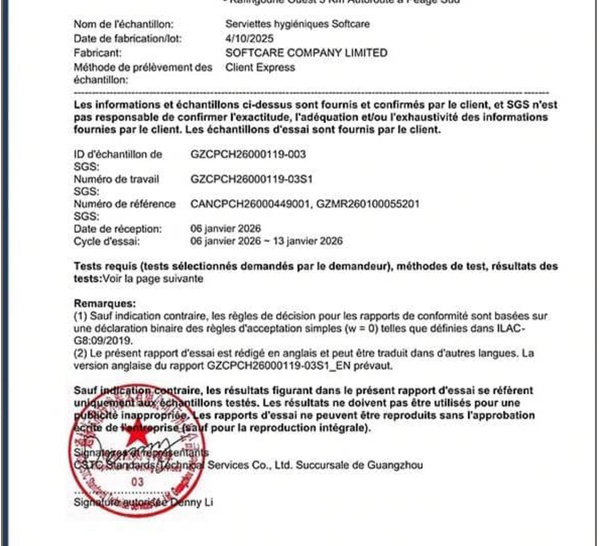 Pour la sécurité des consommateurs : Les produits Softcare, testés par le laboratoire international de référence SGS