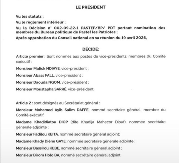 Restructuration de Pastef : Sonko verrouille le Bureau Politique avec ses lieutenants historiques