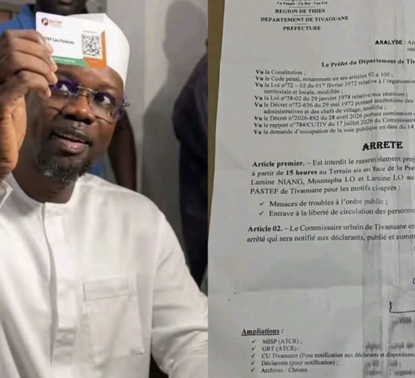 Pastef Tivaouane accuse le Préfet de vouloir exécuter une commande politique