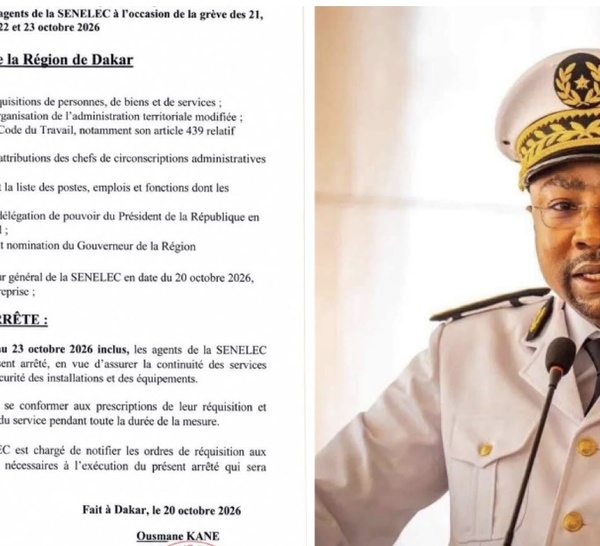 Grève à la Senelec : le gouverneur de Dakar réquisitionne des agents (arrêté)