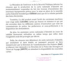 Installation des nouveaux équipements du ministère de l’Intérieur : la nouvelle carte d'identité biométrique CEDEAO et la refonte partielle des listes électorales en perspective